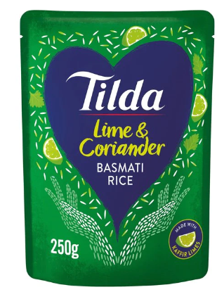 TILDA STEAMED BASMATI LIME & CORRIANDER RICE - 250G