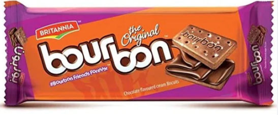 BRITANNIA BOURBON CHOCOLATE FLAVORED CREAM BISCUITS - 100G