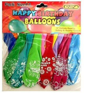 GSD HAPPY BIRTHDAY BALLOONS - 12 PIECES