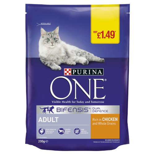 PURINA ONE ADULT CAT CHICKEN & WHOLEGRAIN 6PK - 200G