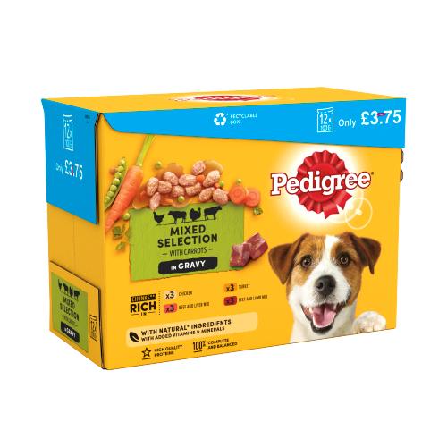 PEDIGREE POUCH MIXED SELECTION IN GRAVY 12PK - 100G
