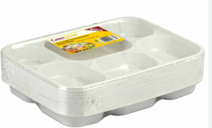 6 COMPARTMENT DISPOSABLE FOOD TRAYS - 50 PACK - UDL