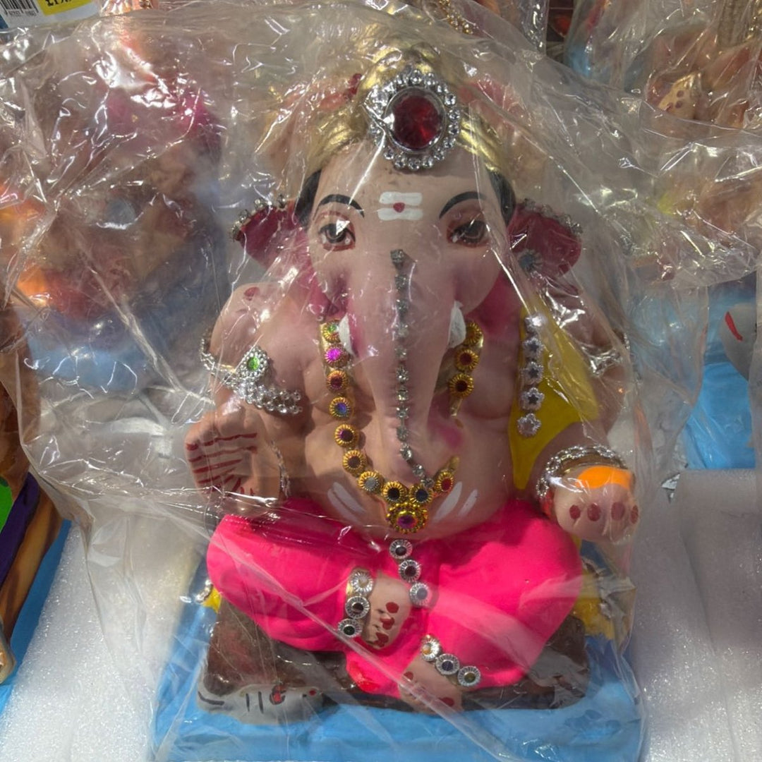 6inch Diamond Ganesha Clay Statue (color)- Each - Branded