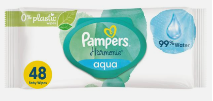 PAMPERS AQUA BABY WIPES PLASTIC FREE - 48S