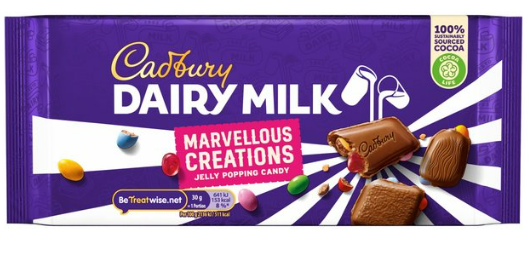 CADBURY DAIRY MILK MARVELLOUS CREATIONS SMASHABLE JELLY POPPING CANDY - 160G