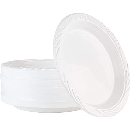 ALLI BHAVAN 10" DEEP WHITE PLASTIC PLATES - 50PACK - ALLI BHAVAN