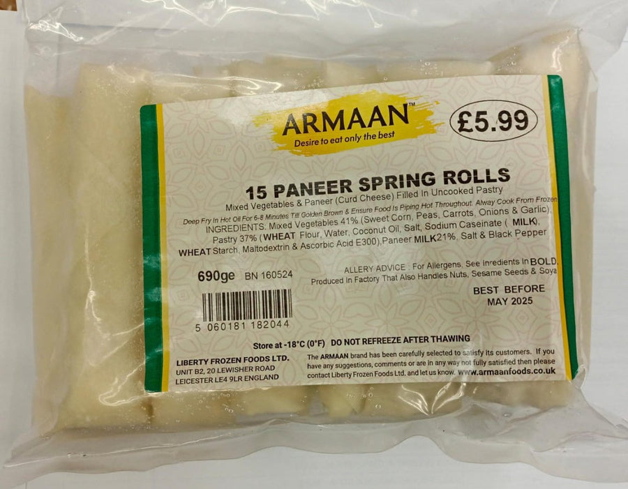 ARMAAN 15 PANEER SPRING ROLLS - 690G - Branded