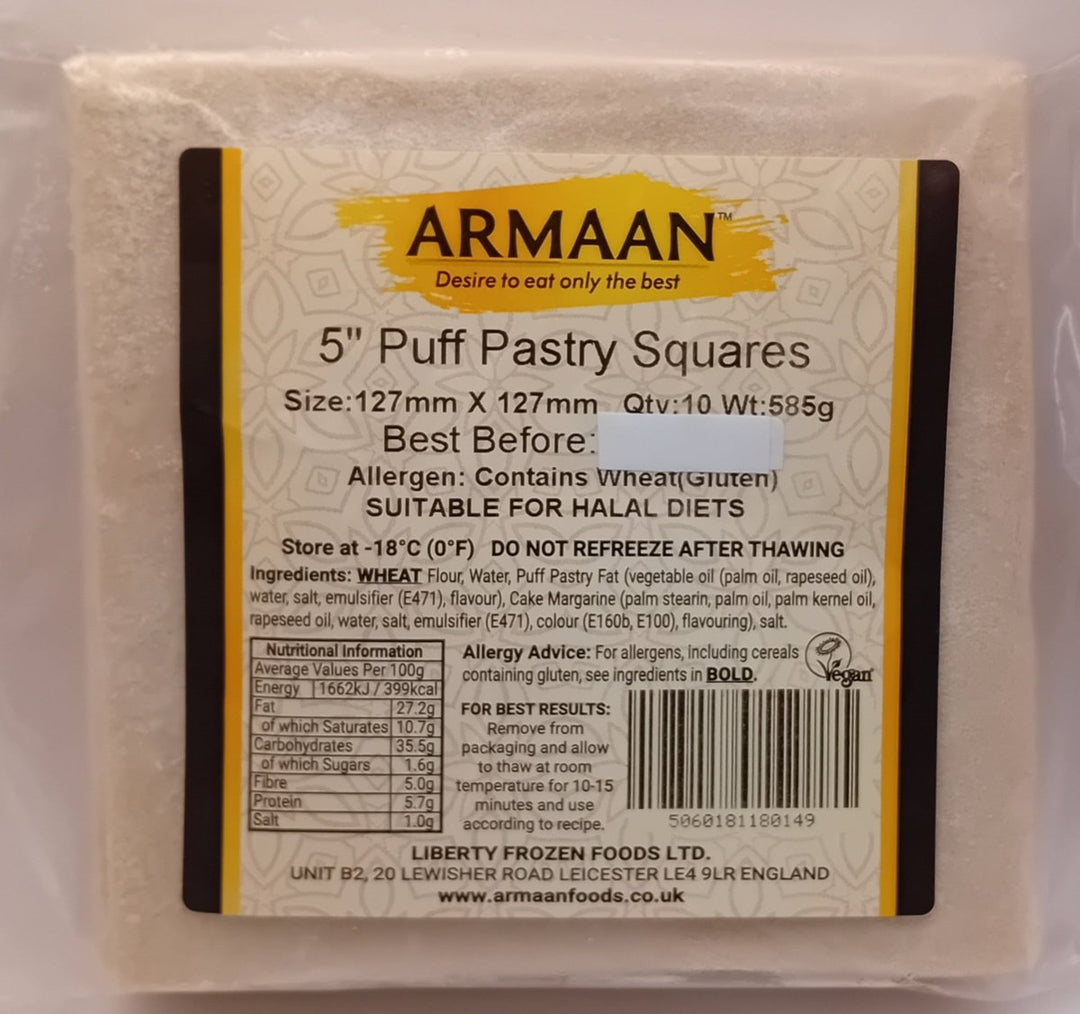 ARMAAN 5'' PUFF PASTRY SQUARES - 585G - Branded