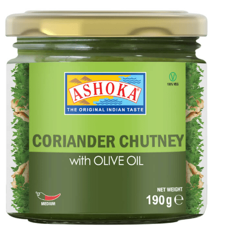 ASHOKA CORIANDER CHUTNEY WITH OLIVE OIL - 190G - ASHOKA