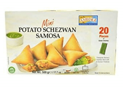 ASHOKA MINI POTATO SCHEZWAN SAMOSA 20 PIECES (FROZEN) - 500G - ASHOKA