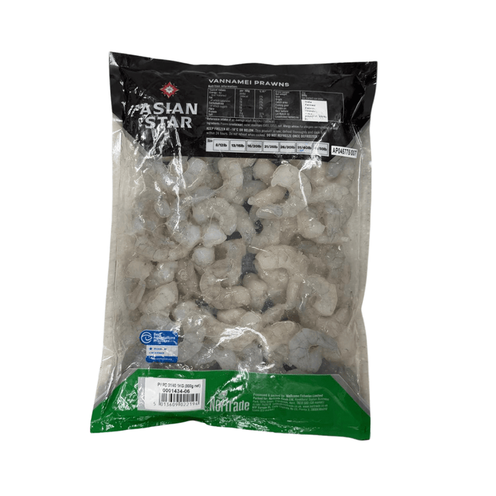 Asian Star Vannamei Prawns Peeled Pulled Vein 31/40 Size - 900g - ASIANSTAR