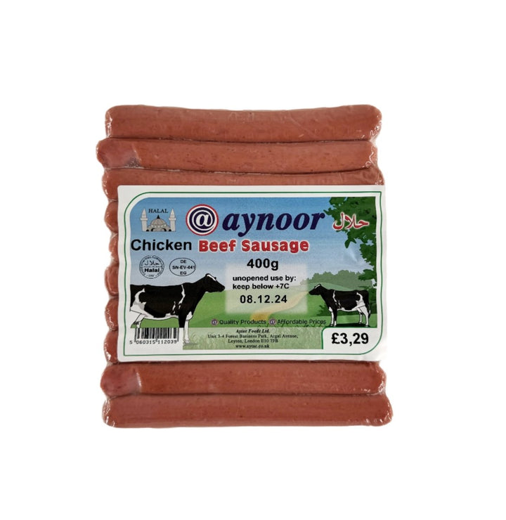 AYNOOR CHICKEN BEEF SAUSAGES - 400G - AYNOOR