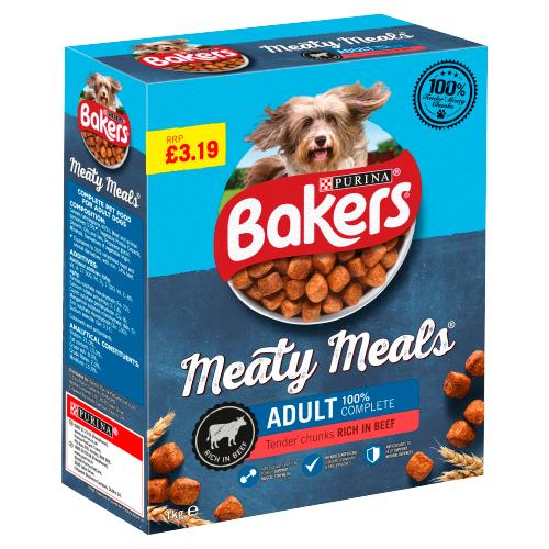 BAKERS MEATY MEALS ADULT BEEF - 1KG - BAKERS