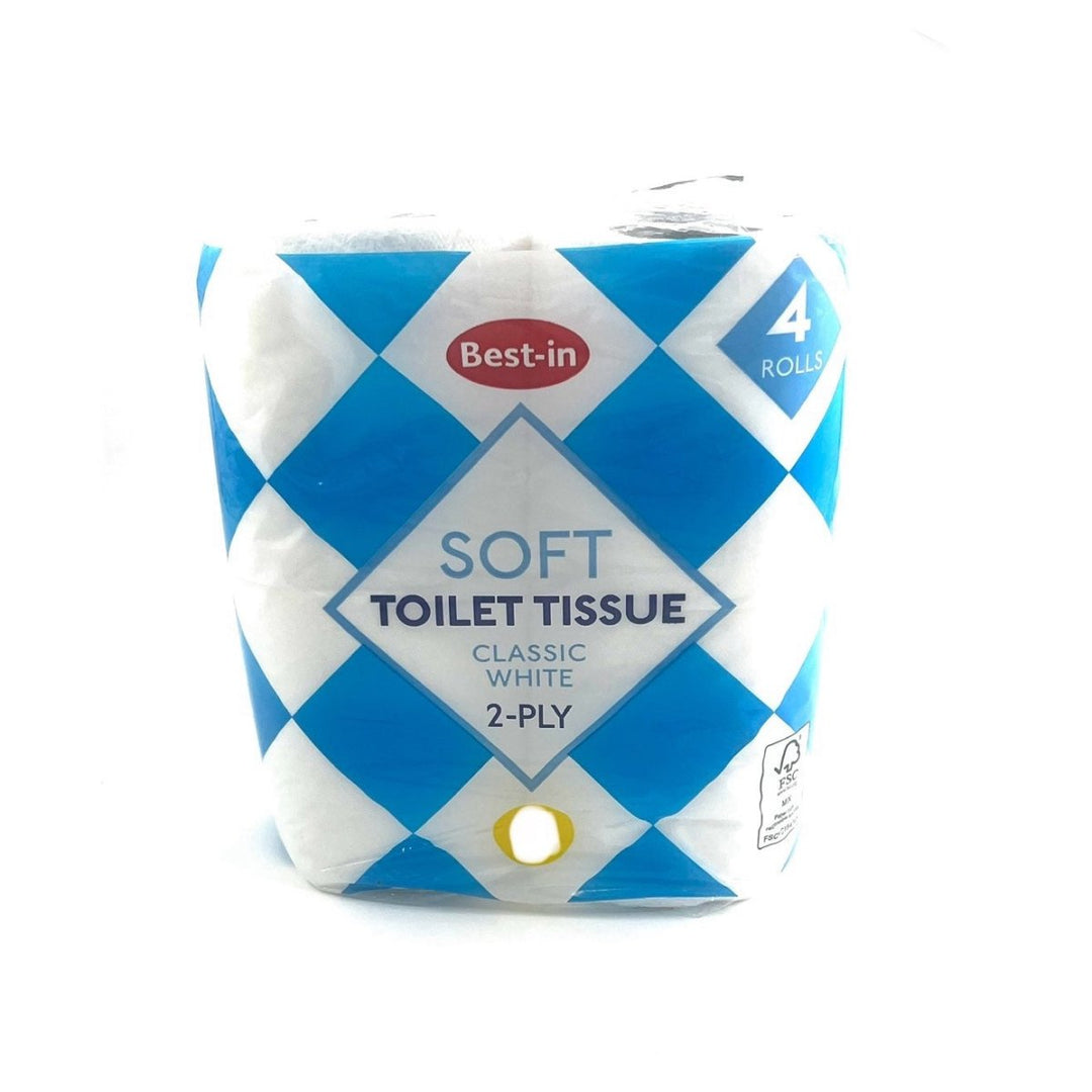 BEST - IN SOFT TOILET TISSUE CLASSIC WHITE 2 PLY - 4ROLLS - BEST - IN