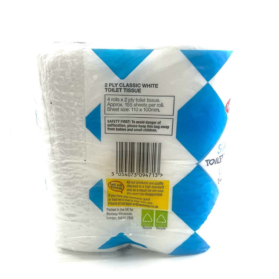 BEST - IN SOFT TOILET TISSUE CLASSIC WHITE 2 PLY - 4ROLLS - BEST - IN