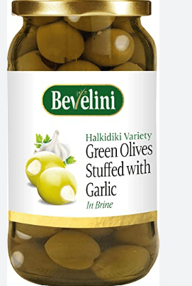 BEVELINI GREEN OLIVES STUF.WITH GARLIC IN BRINE - 365G - BEVELINI