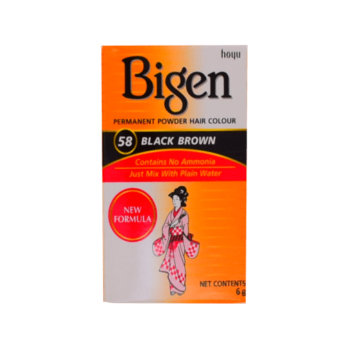 BIGEN PERMANENT HAIR COLOUR POWDER (58 BLACK BROWN) - 6G - BIGEN