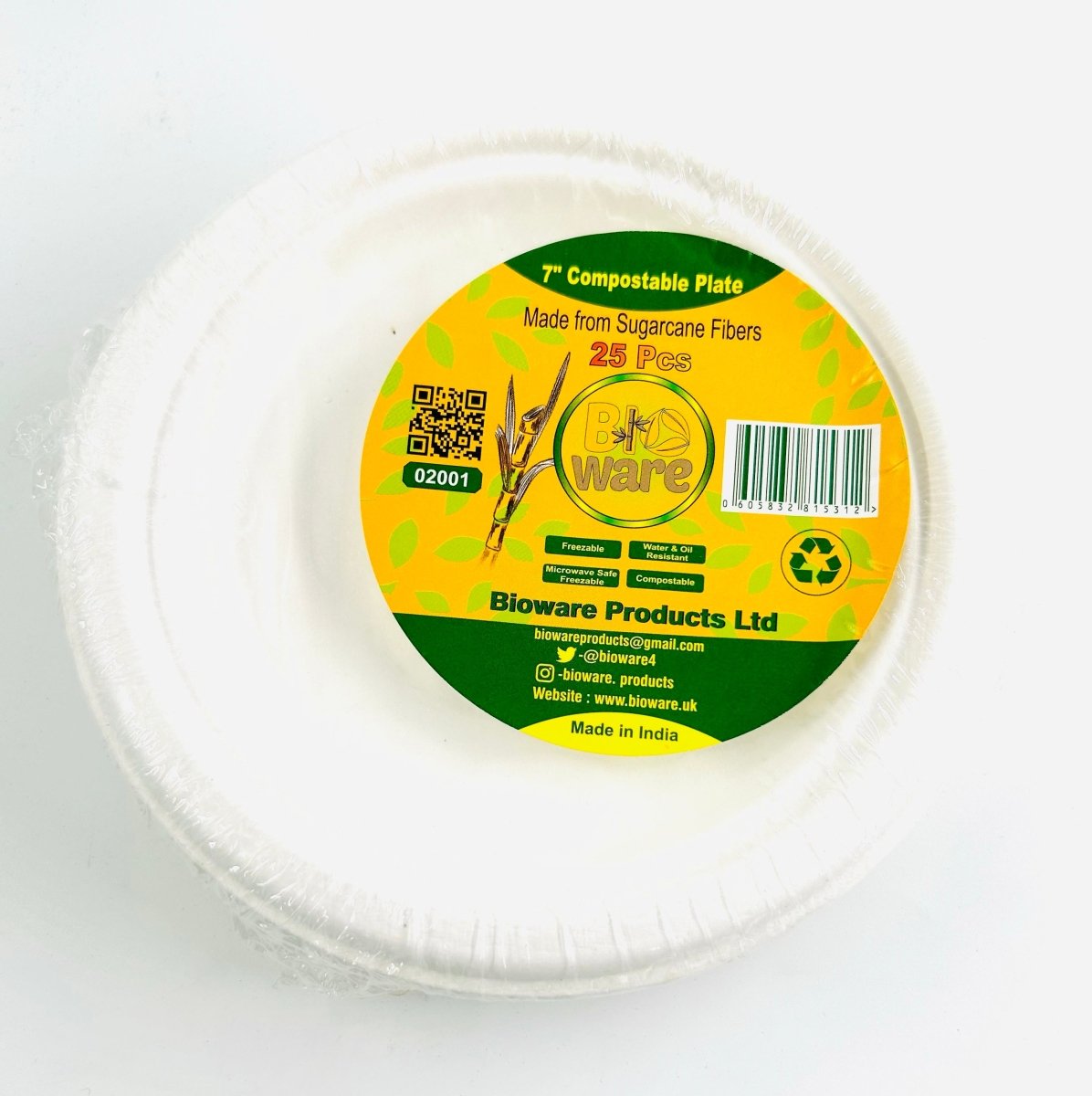 Bioware 7'' Compostable Plate - 25pcs – Alli Bhavan