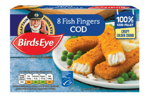 BIRDS EYE 8 COD FISH FINGERS - 224G - B/EYE