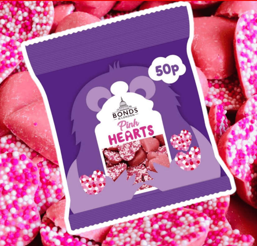 BONDS PINK HEARTS - 50G - BONDS