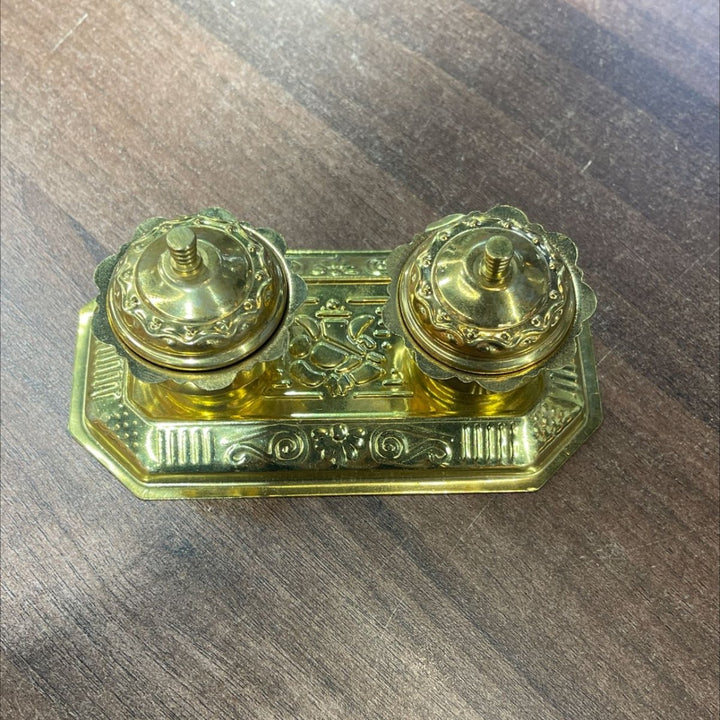 Brass Rectangle/oval Two Kumkum Plate - ALLI BHAVAN