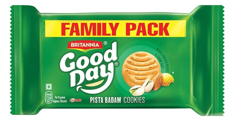 BRITANNIA GOOD DAY PISTA BADAM COOKIES FAMILY BACK - 600G - BRITANNIA