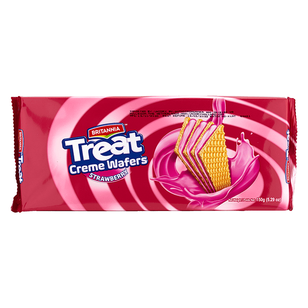 BRITANNIA TREAT CREME WAFERS STRAWBERRY - 150G - BRITANNIA