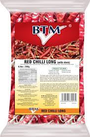 BTM RED CHILLIES LONG (WITH STEM) - 250G - BTM