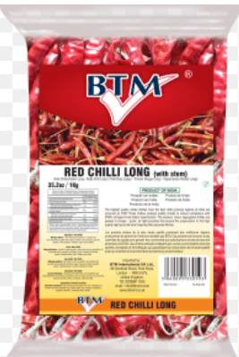 BTM RED LONG CHILLIES WITH STEM - 1KG - BTM