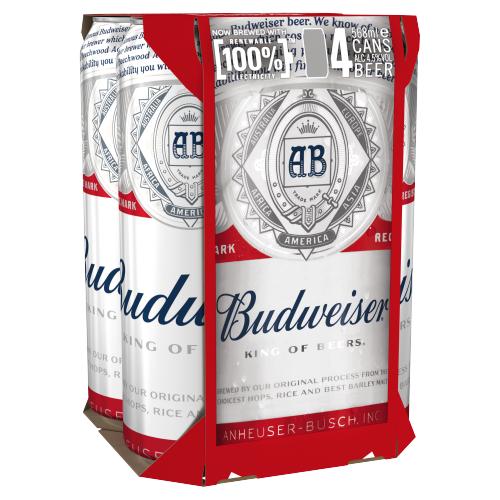 BUDWEISER 4PK PINT CAN - 568ML - BUDWEISER