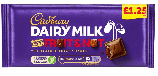 CADBURY DAIRY MILK FRUIT & NUT - 95G - CADBURY