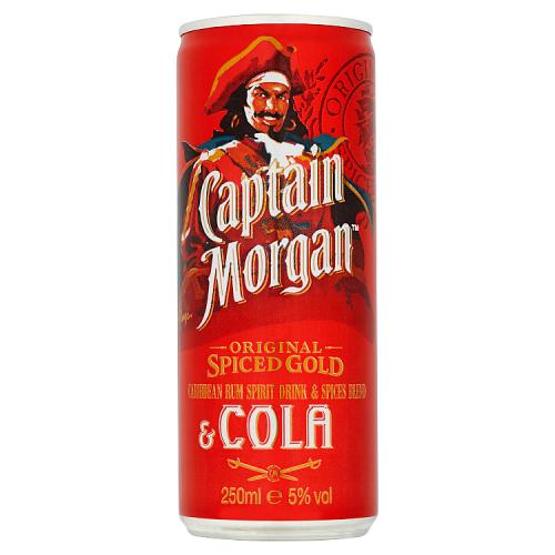 CAPTAIN MORGAN SPICED RUM & COLA RTD PREMIX CAN - 250ML - CAPTAIN MORGAN