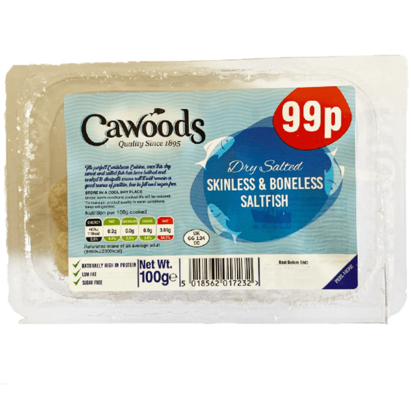 CAWOODS DRY SALTED SKINLESS & BONELESS SALTFISH - 100G - CAWOODS