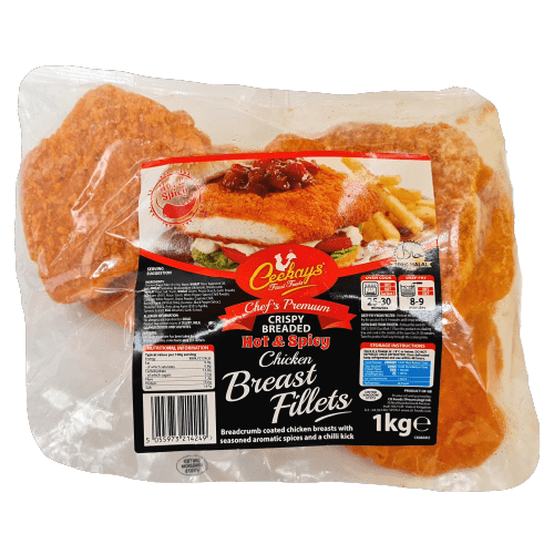 CEEKAYS CRISPY BREADED HOT & SPICY CHICKEN BREAST FILLETS - 1KG - CHSBF