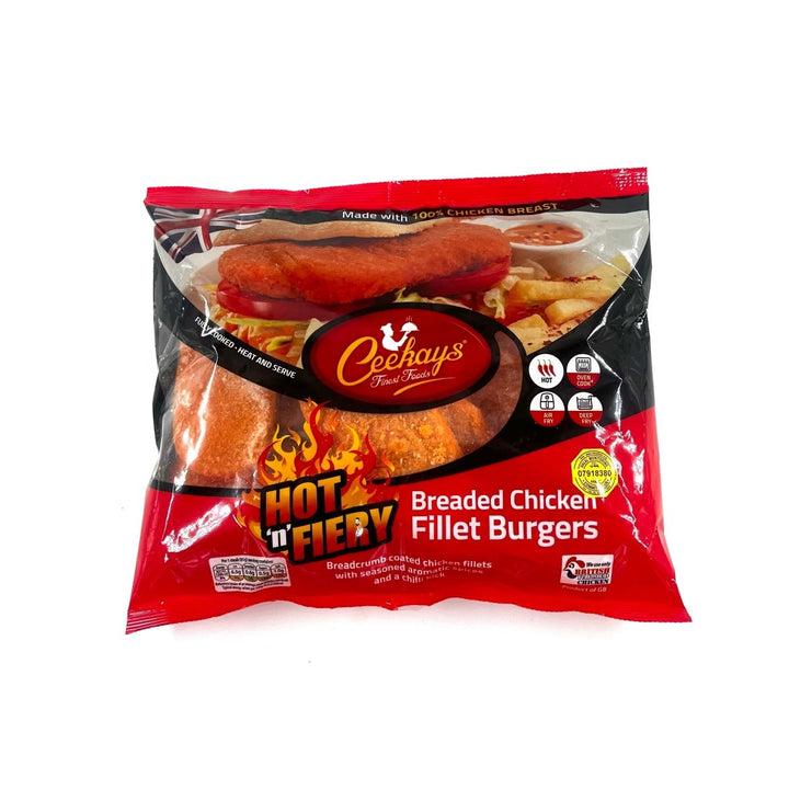 CEEKAYS HOT FIERY BREADED CHICKEN FILLET BURGERS - 700G - CEEKAYS