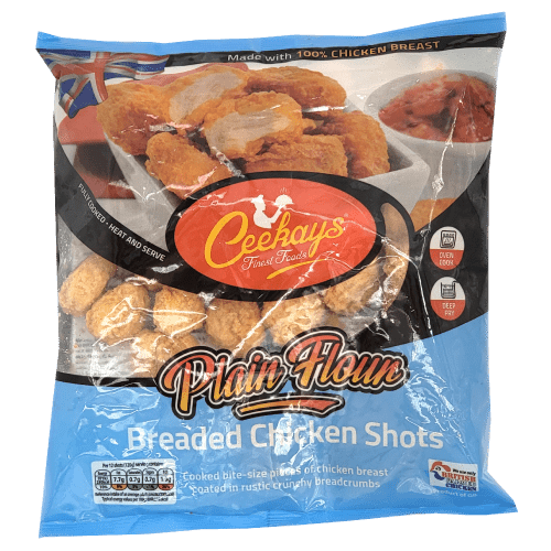 CEEKAYS PLAIN FLOUR BREADED CHICKEN SHOTS - 500G - CPSS