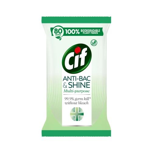 CIF BIODEGRADABLE ANTI BACTERIAL WIPES - 80'S - CIF