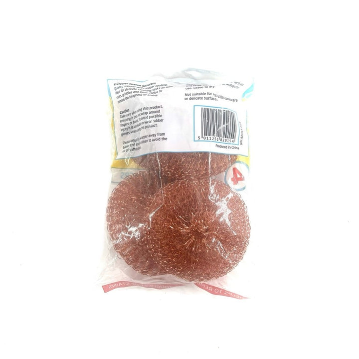 CLEAN & SPARKLE COPPER COATED SCOURERS - 4PIECES - CLEAN & SPARKLE