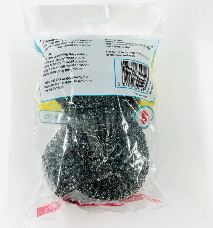 CLEAN & SPARKLE GALVANISED STEEL SCOURERS - 4PIECES - CLEAN & SPARKLE