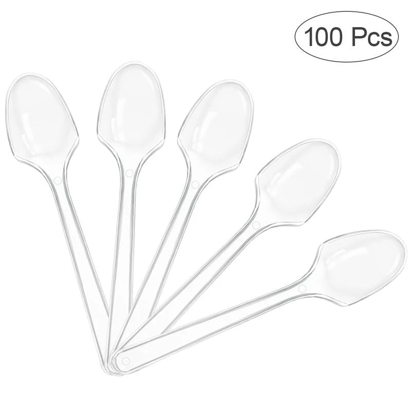 CLEAR TEA SPOONS - 100PIECES - CLEAR