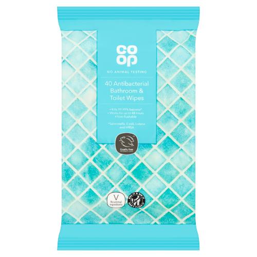 CO OP ANTIBAC BATHROOM & TOILET WIPES - 40PK - CO OP