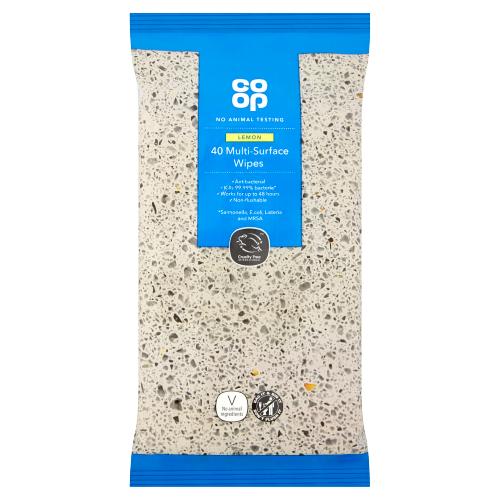 CO OP ANTIBACTERIAL MULTI - SURFACE WIPES LEMON - 40PK - CO OP