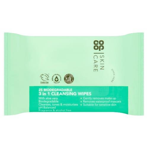 CO OP BIODEGRADABLE FACE WIPES - 25PK - CO OP