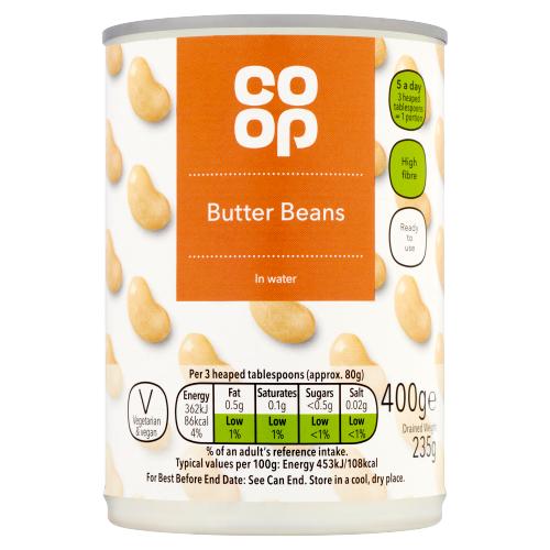 CO OP BUTTER BEANS IN WATER - 400G - CO OP