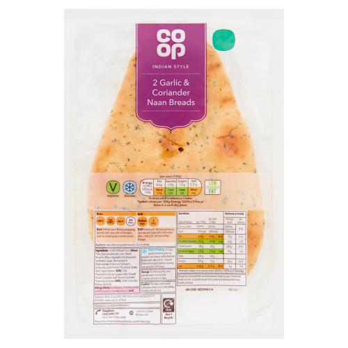 CO OP GARLIC & CORIANDER NAAN - 260G - CO OP