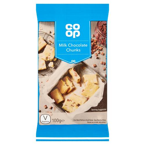 CO OP MILK CHOCOLATE CHUNKS - 100G - CO OP