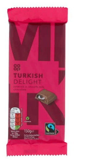 CO OP MILK CHOCOLATE TURKISH DELIGHT BAR - 150G - CO OP