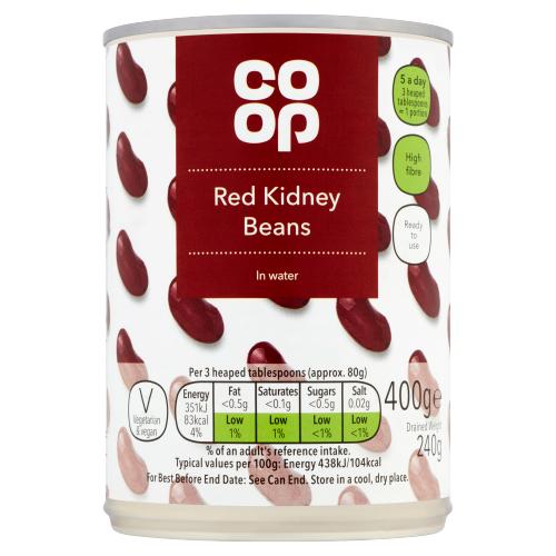 CO OP RED KIDNEY BEANS IN WATER - 198G - CO OP