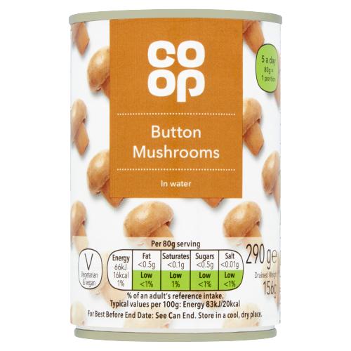 CO OP SLICED MUSHROOMS IN WATER - 290G - CO OP