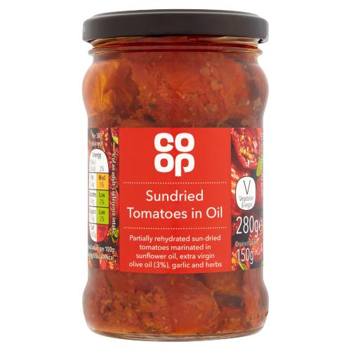 CO OP SUN DRIED TOMATOES IN SUNFLOWER OIL AND EXTRA VIRGIN OIL - 280G - CO OP